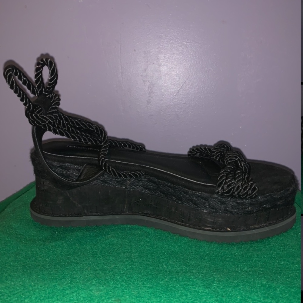 FashionNova Black Rope Espadrille Flatform Sandals